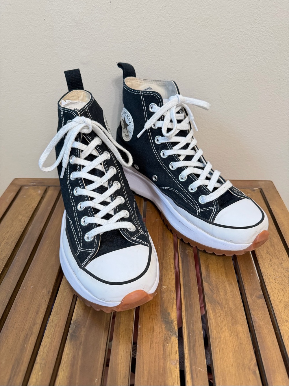 Converse Run Star Hike High-Top Platform Sneakers-Black/White/Gum Sz 8.5M